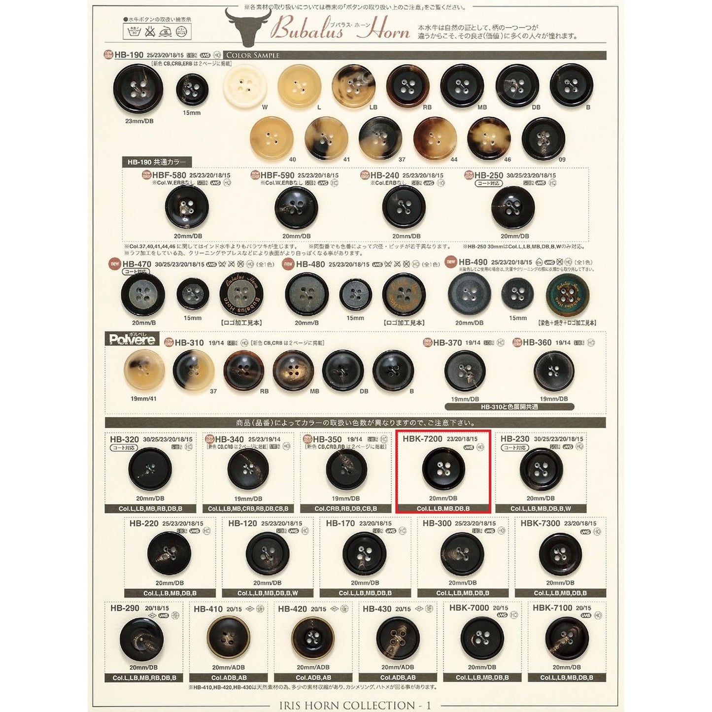 HBK7200 4-hole border with buffalo button