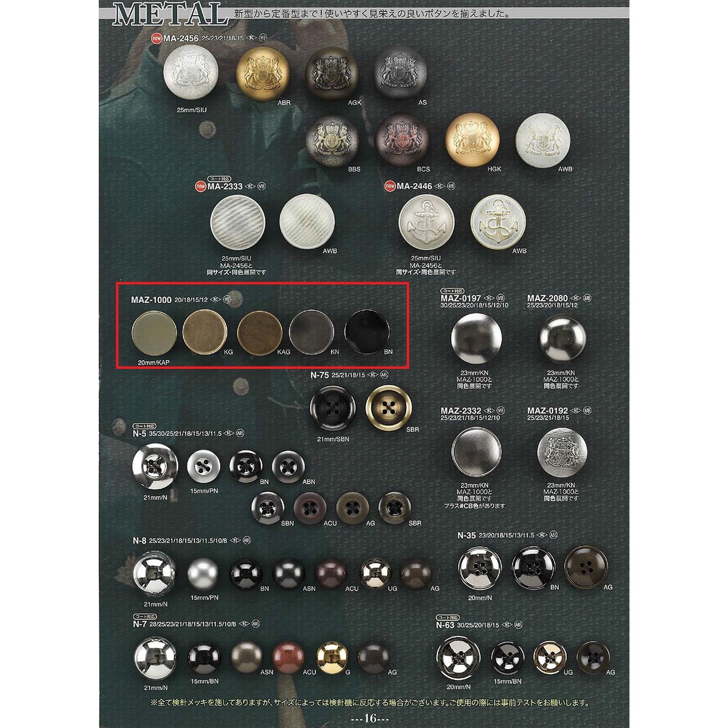 MAZ1000 sample sole metal button