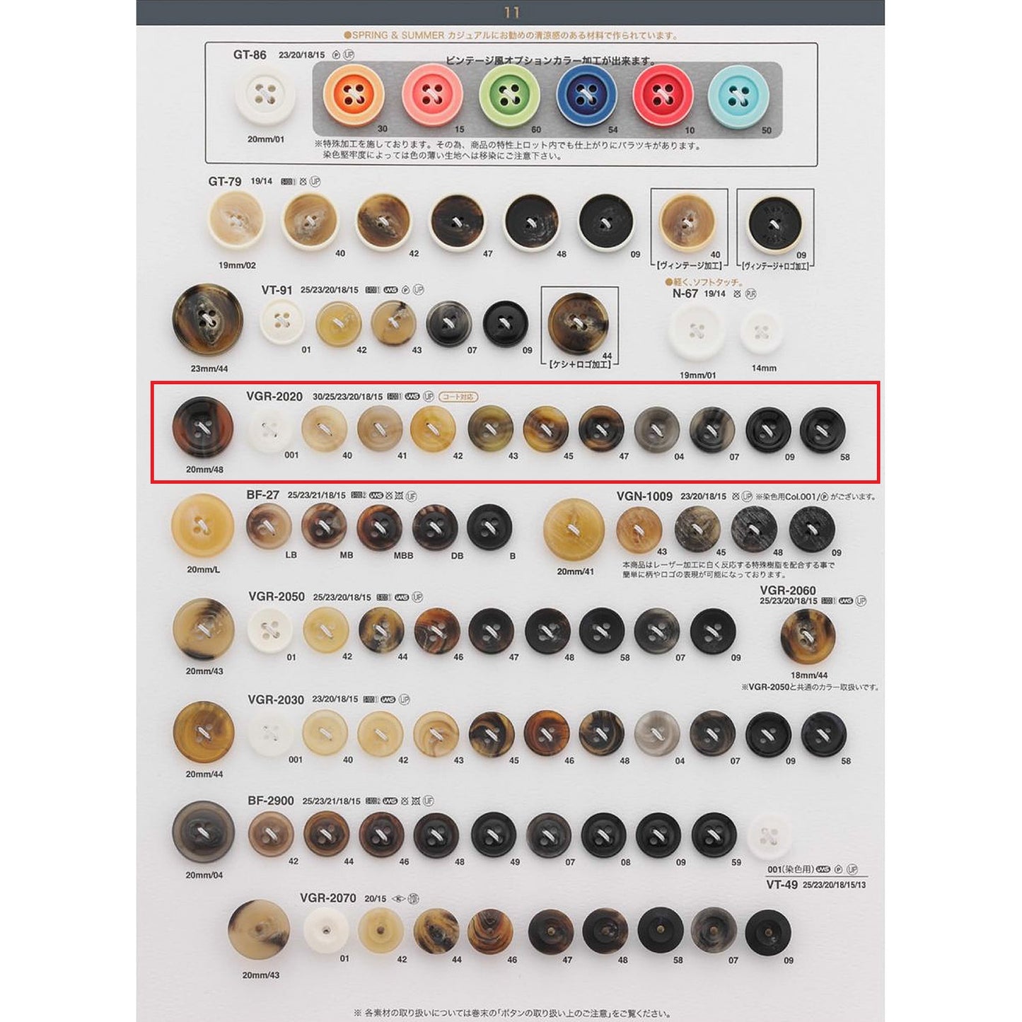 VGR2020 聚酯纽扣样品