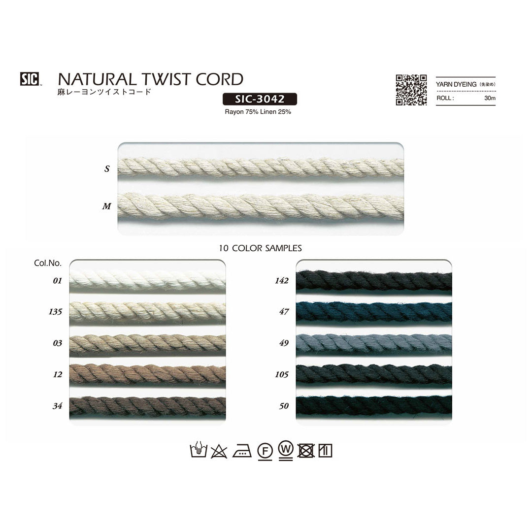 SIC-3042 Sample Linen Rayon Twisted Cord