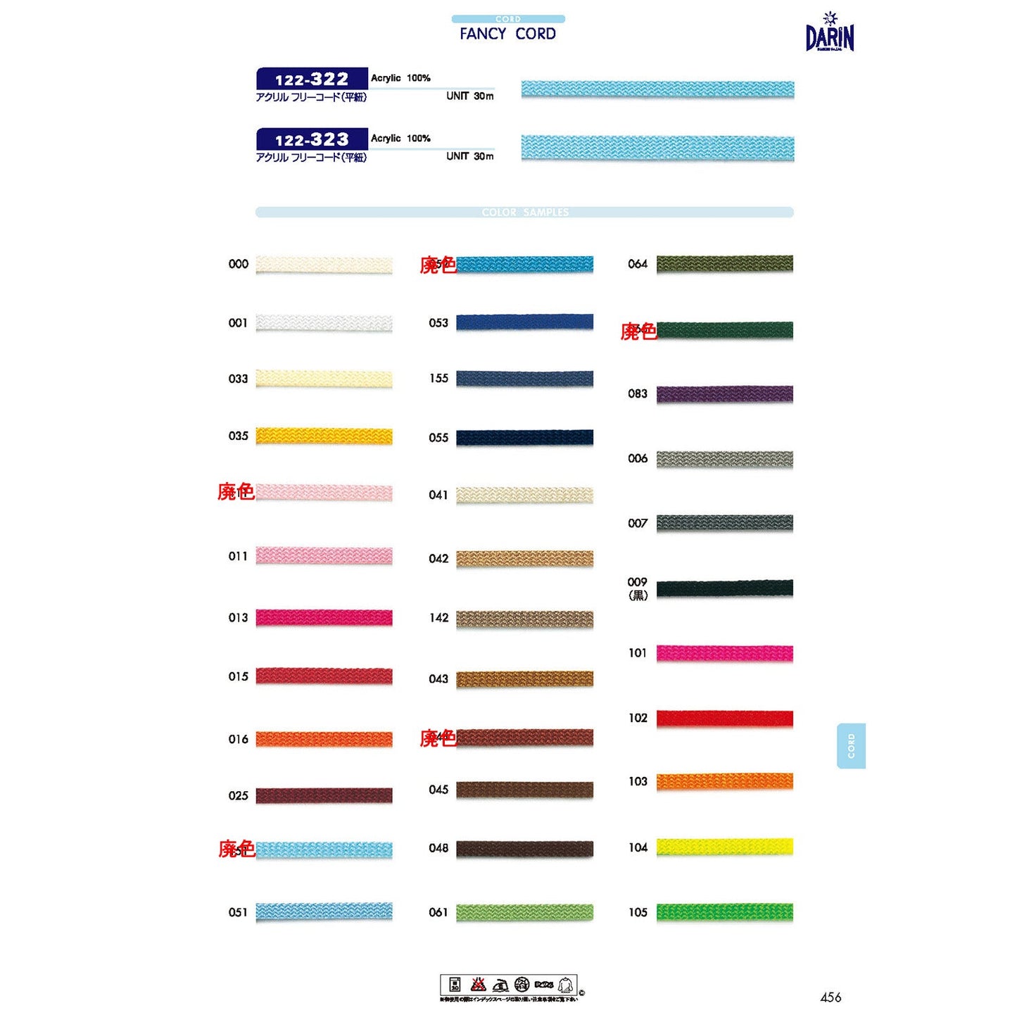 122-323 Sample Acrylic Free Cord Medium Flat Cord