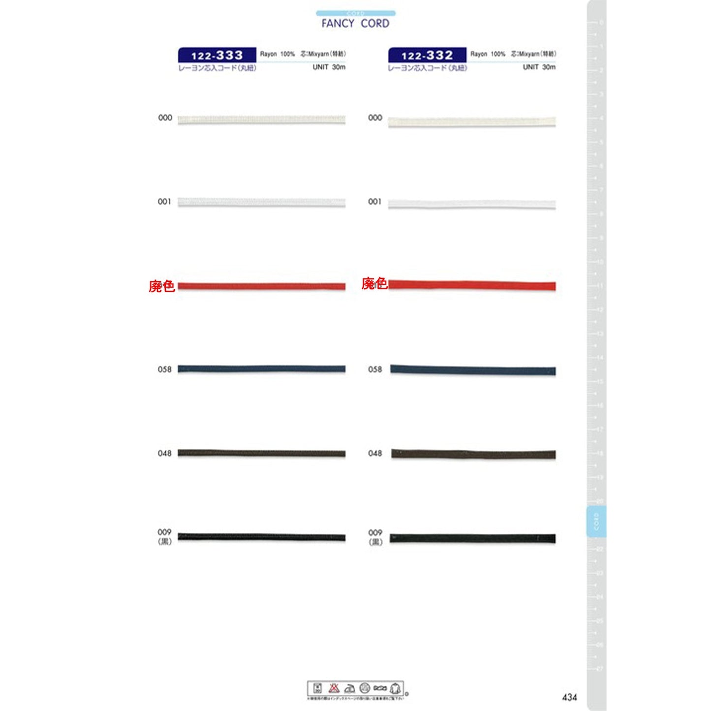 122-332 Sample Rayon Cord with Core Round Cord