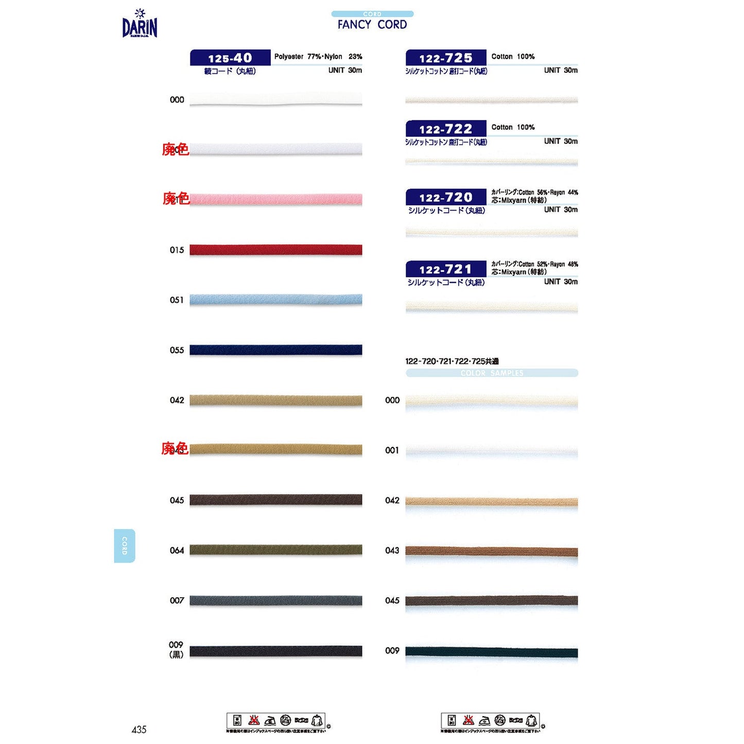 125-40 Sample Twill Cord Round Cord