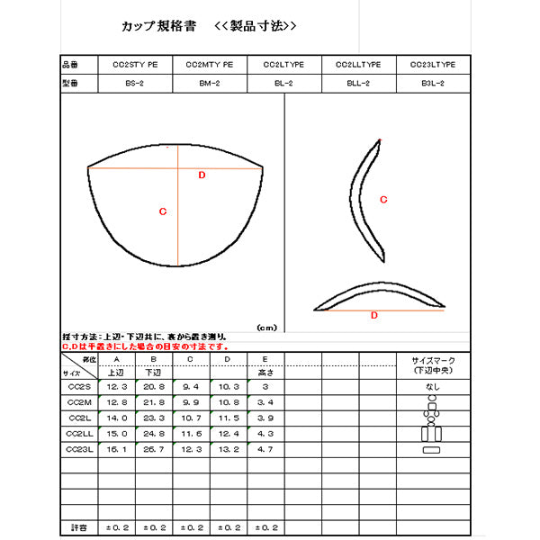 CC2 Bra Pads, Half Cup Type