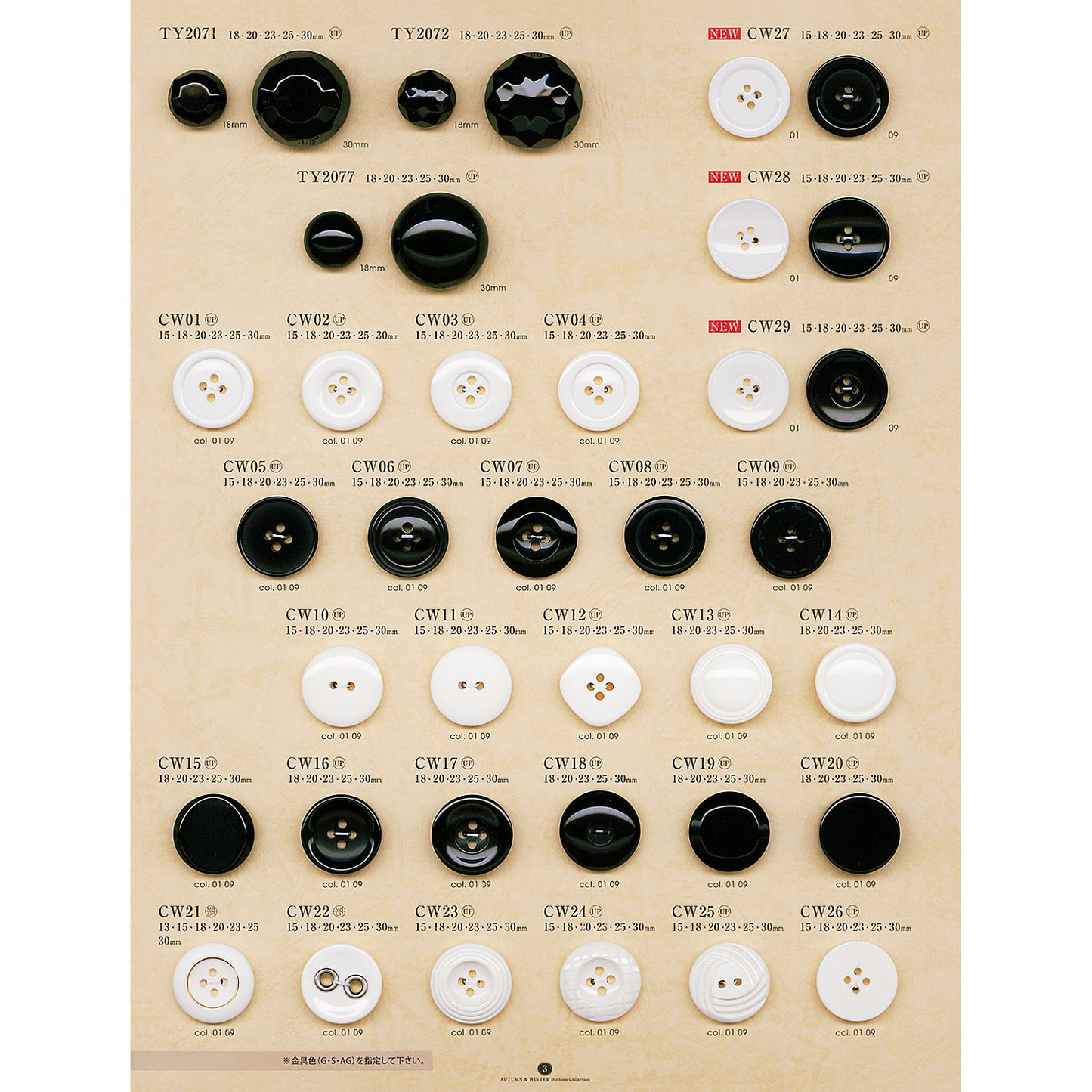 CW04 Polyester buttons