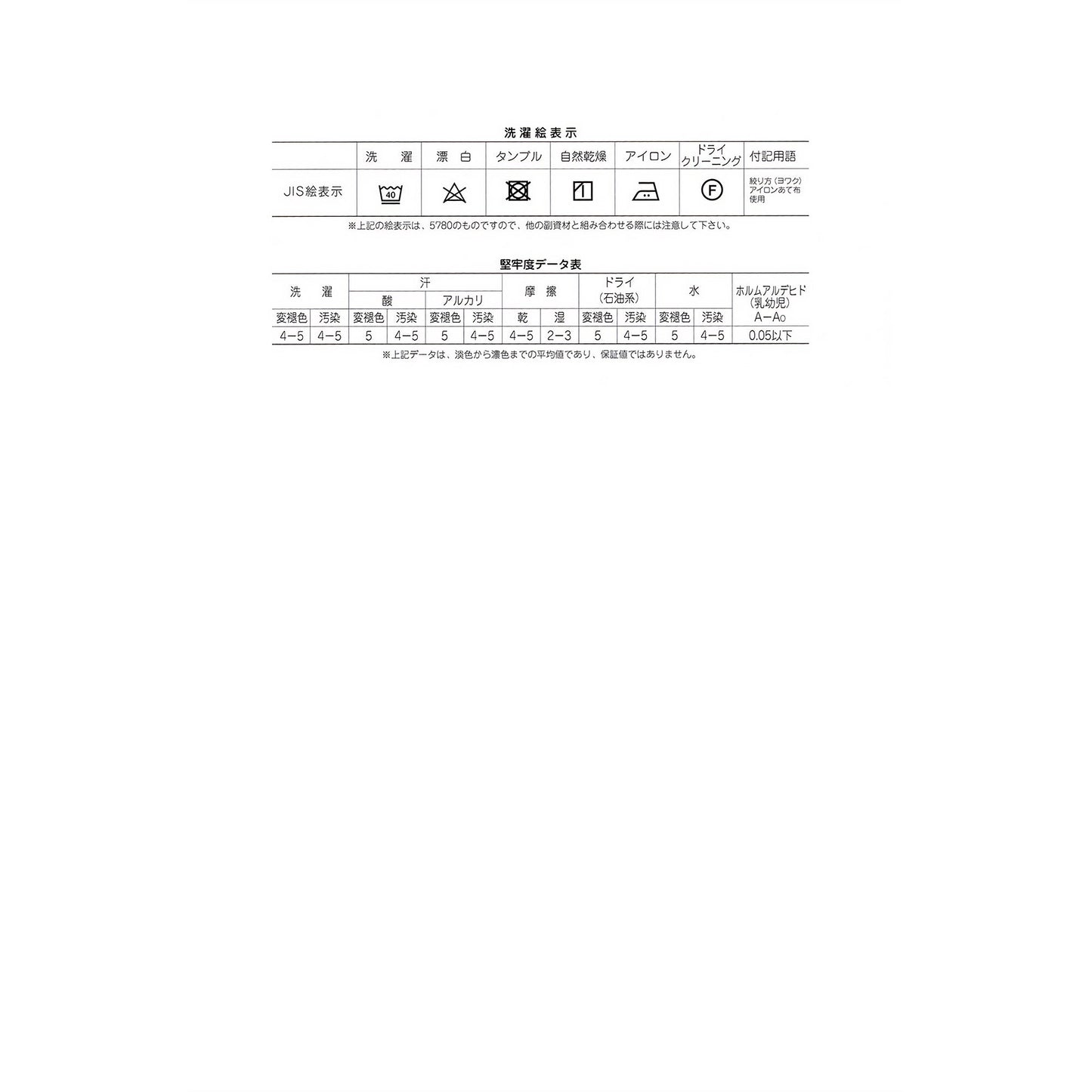STARBRAND 5780 コットンブロード 洗濯表示