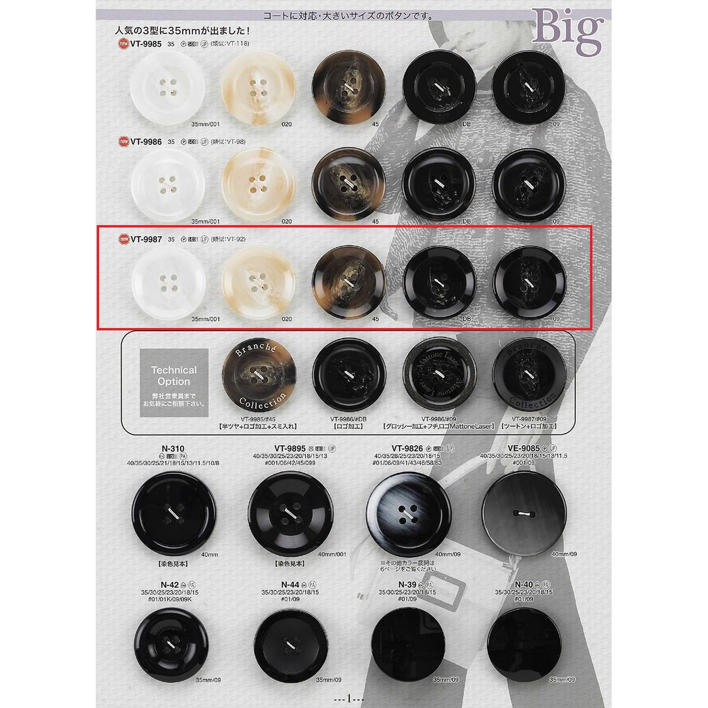 VT9987 Polyester buttons