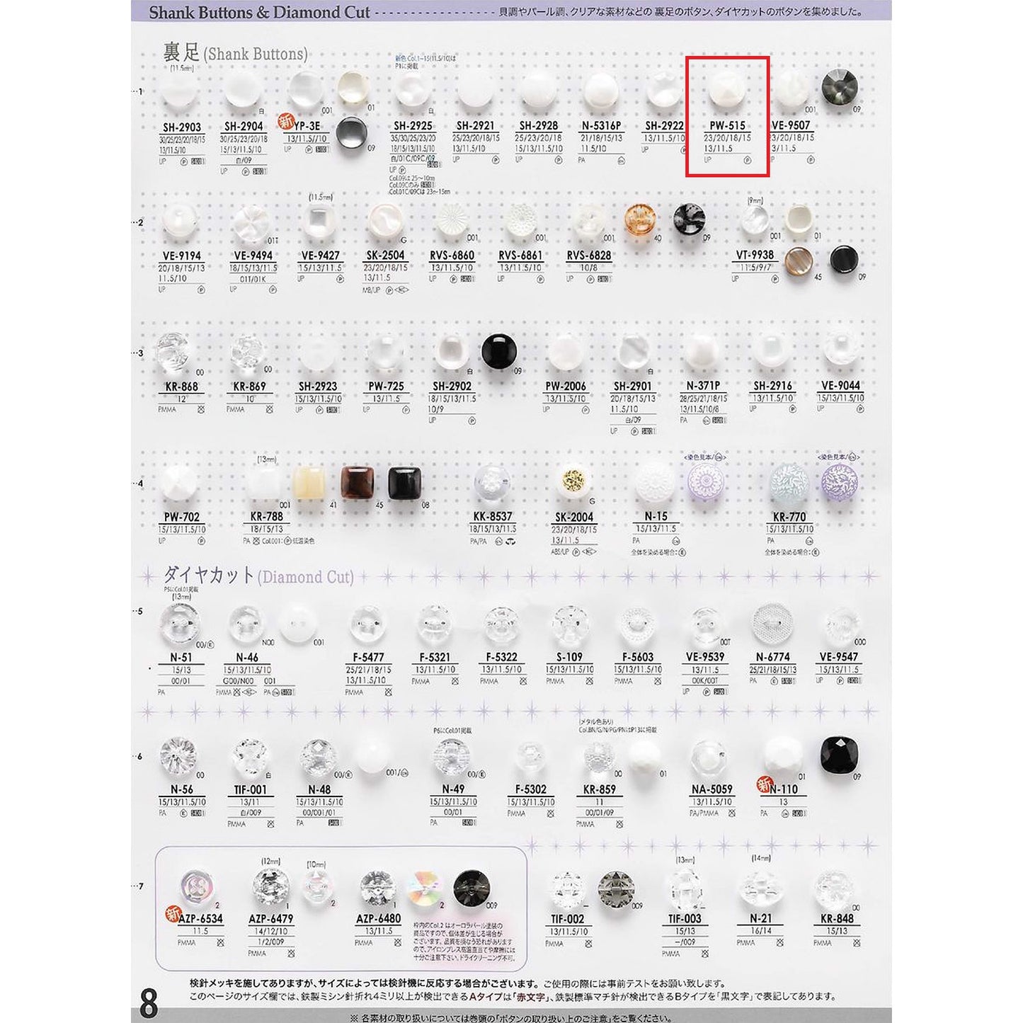 PW515 Polyester buttons