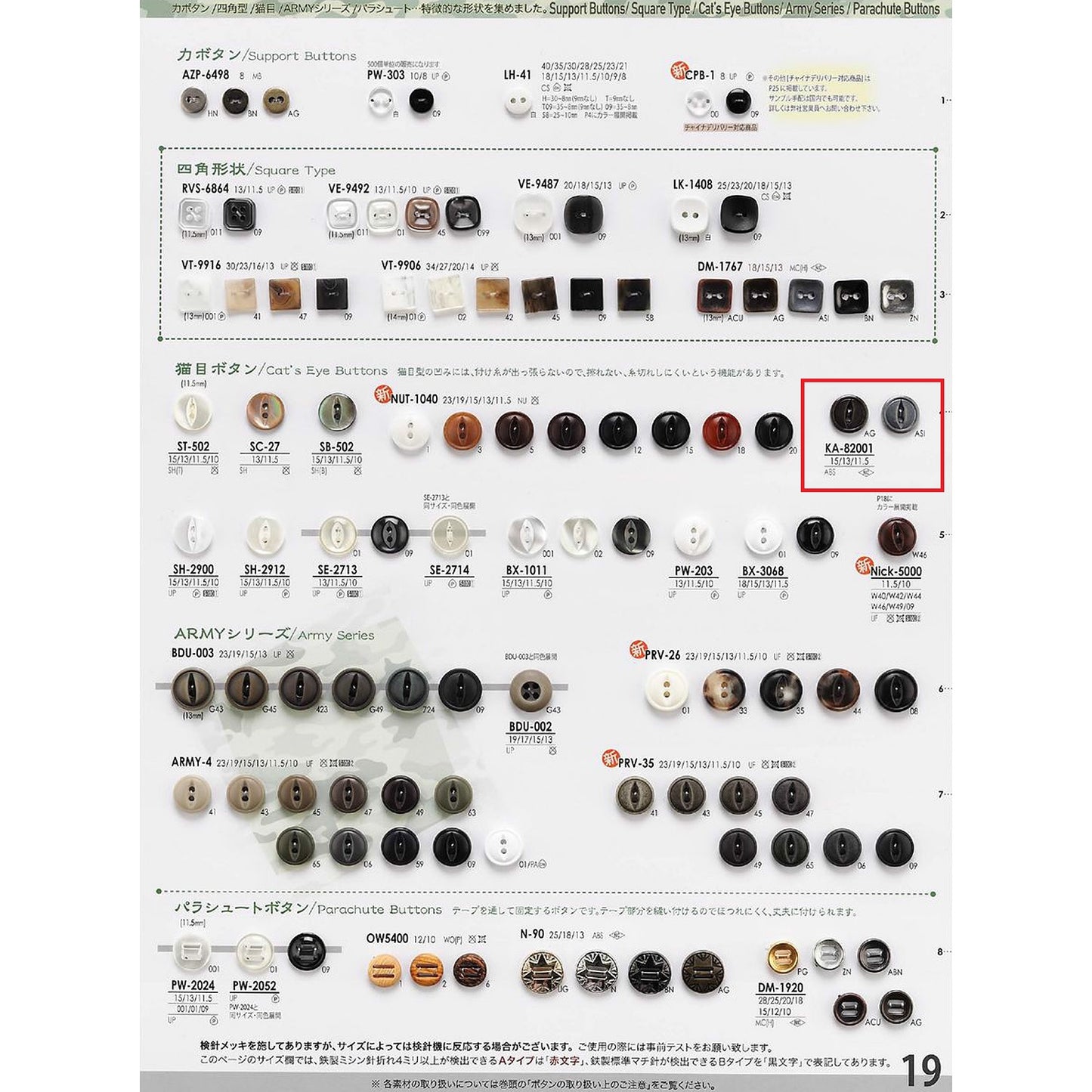 KA82001 2-hole cat eye metal button