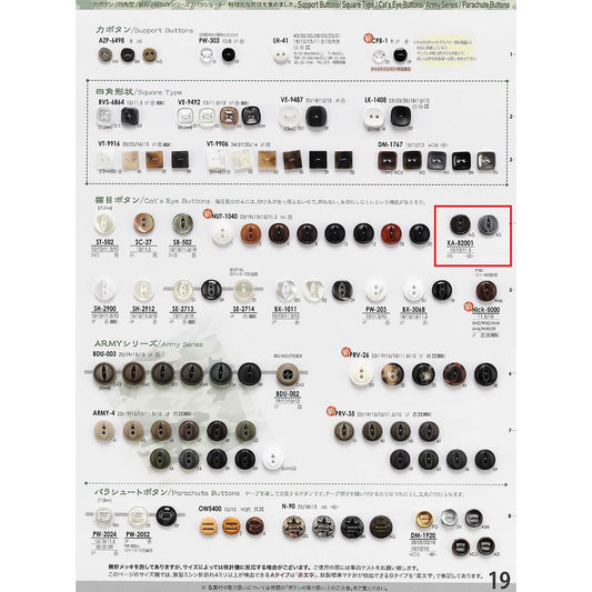 KA82001 Sample 2-hole cat eye metal button