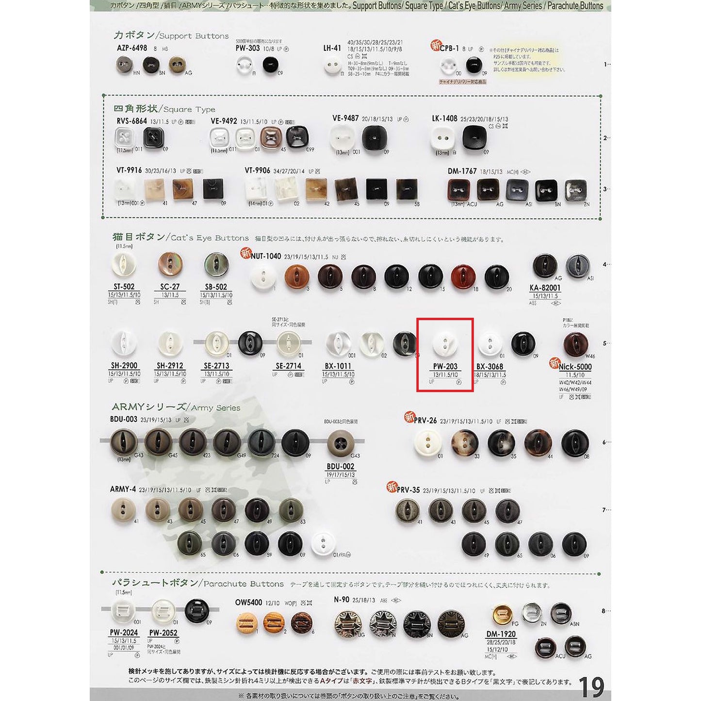 PW203 Polyester buttons