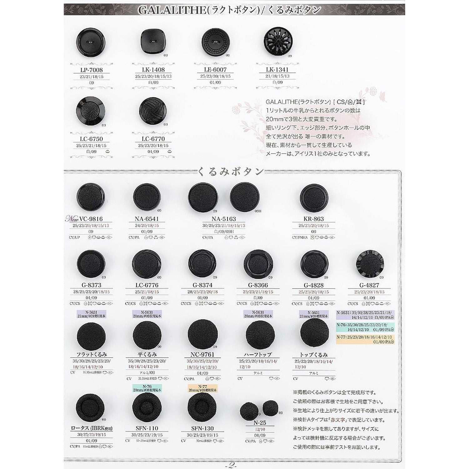 LC6750 裏足 組み合わせボタン