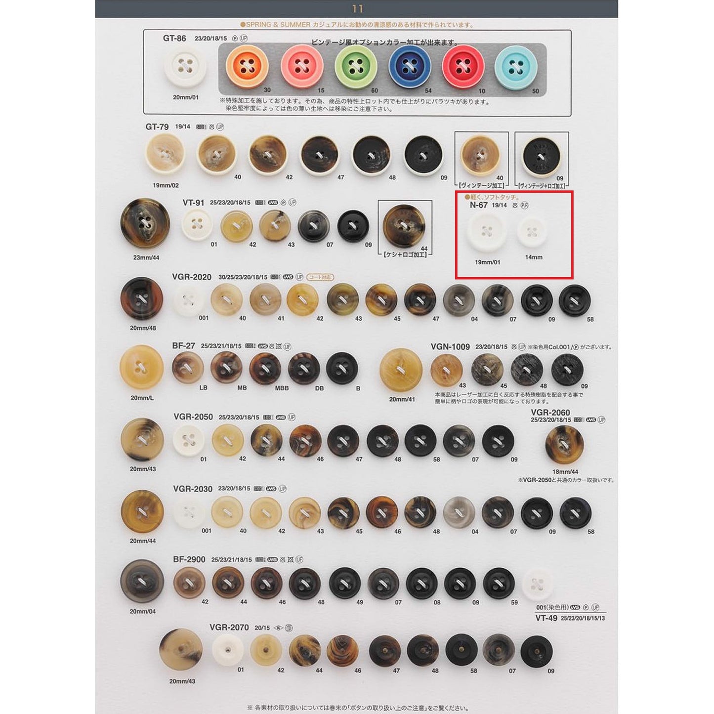 N67 Polyurethane Button