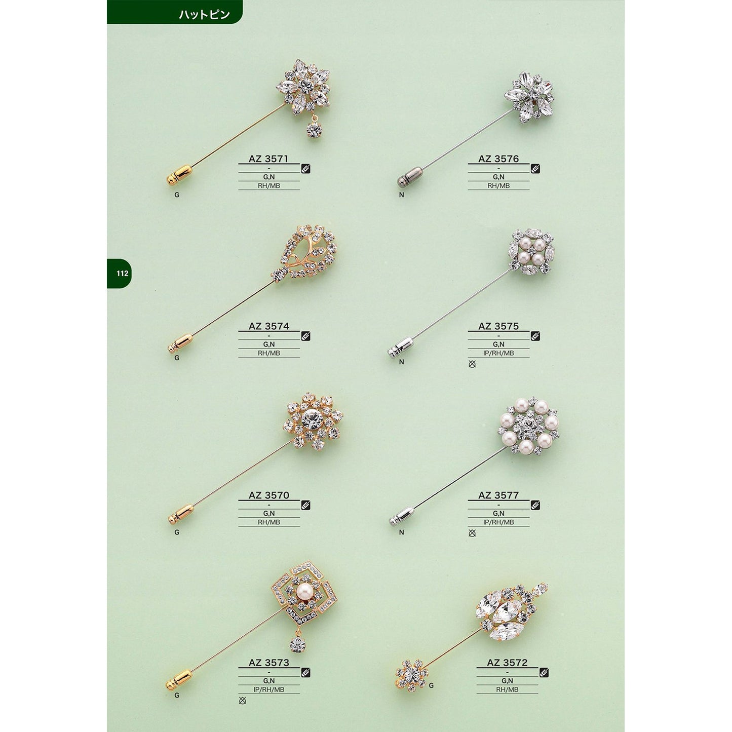 [Discontinued] AZ3571 Shiny Plated Hat Pin
