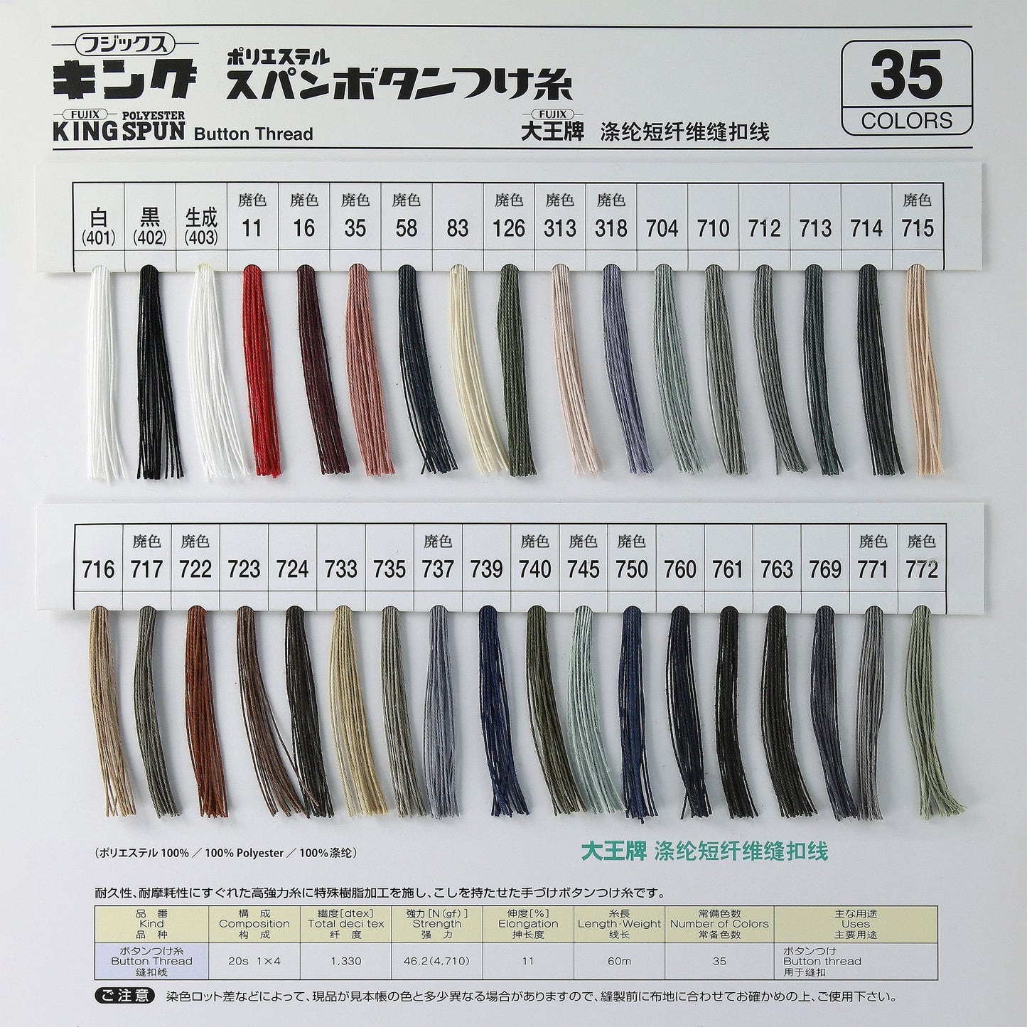 キングスパンボタン付糸 60m巻 画像