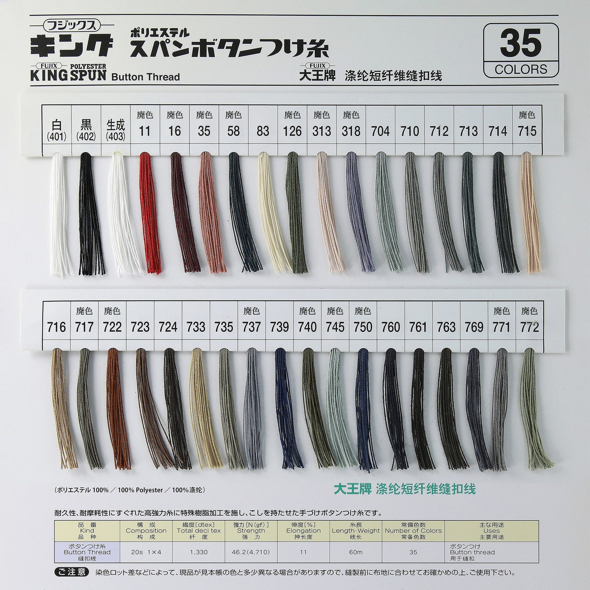 キングスパンボタン付糸 60m巻 画像