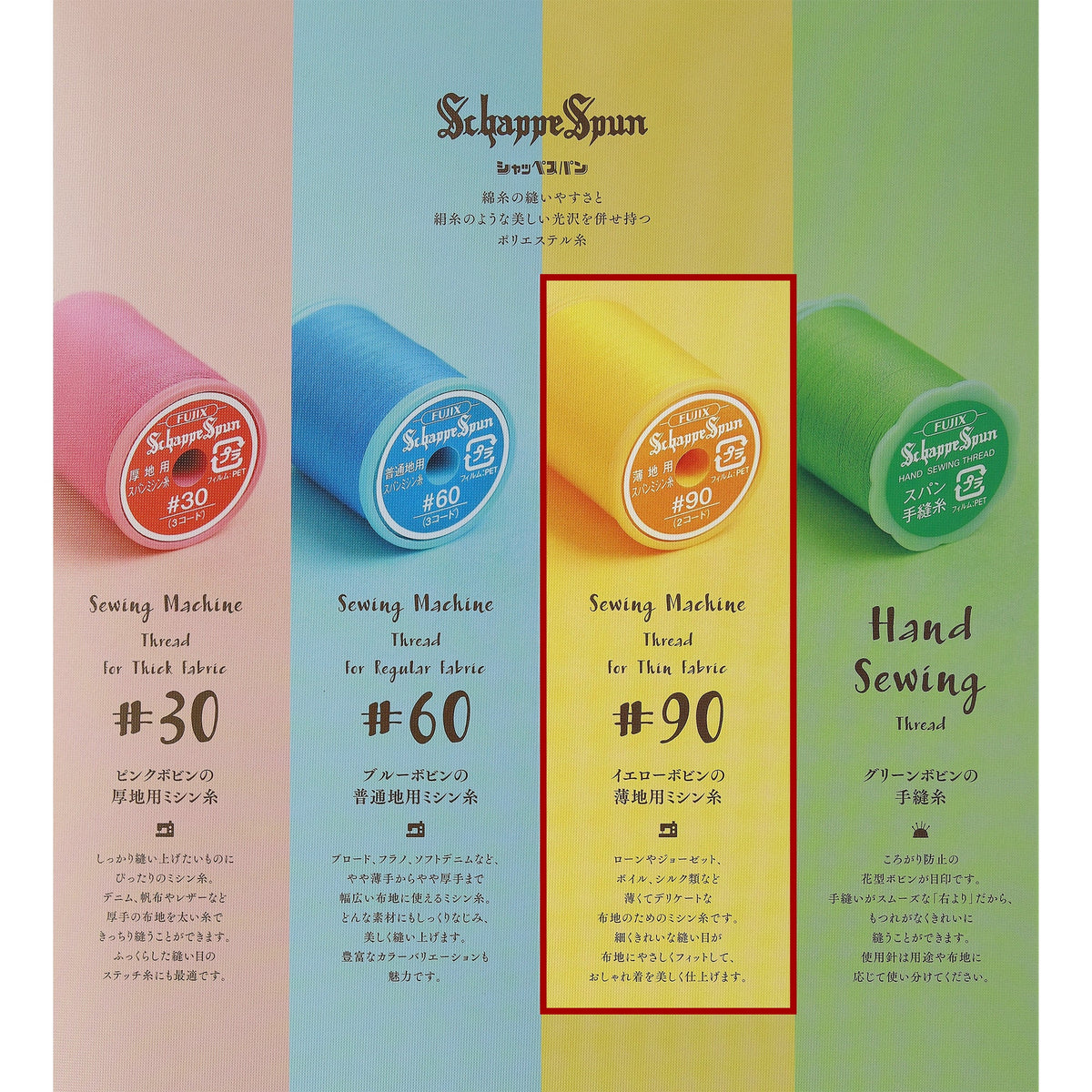シャッペスパン #90/1000m巻 薄地用 ミシン糸 画像