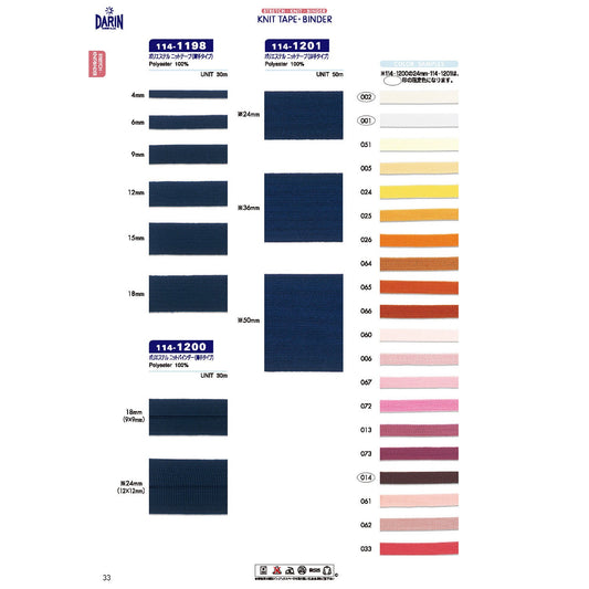 114-1198-12mm  サンプル ポリエステル ニットテープ