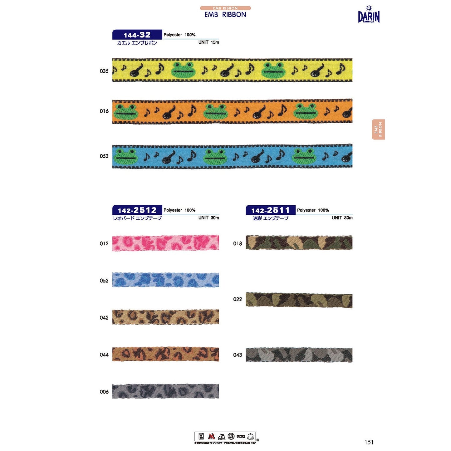 144-32 Sample Frog Embroidery Ribbon
