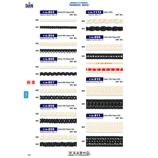 114-808 Sample Mercerized Cotton Braid