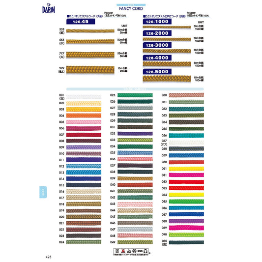 126-3000  サンプル Ｄ．Ｃ．Ｉ． 江戸打コード 丸紐