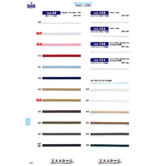 125-40  サンプル 綾コード 丸紐