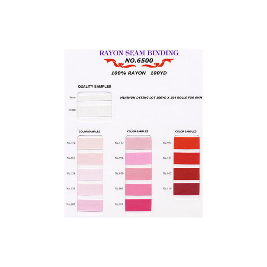 UR6500-6mm-B Sample Rayon Seam Binding