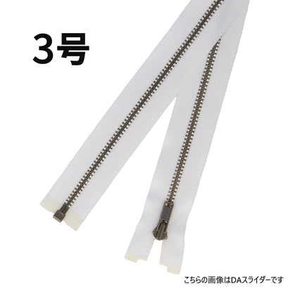 3MGRKBORDA メーカー発注 3号 アンティークゴールド 開き DA 金属ファスナー
