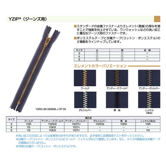 4YGTHC 4号 アンティークシルバー 止め  「YZiP」金属ファスナー