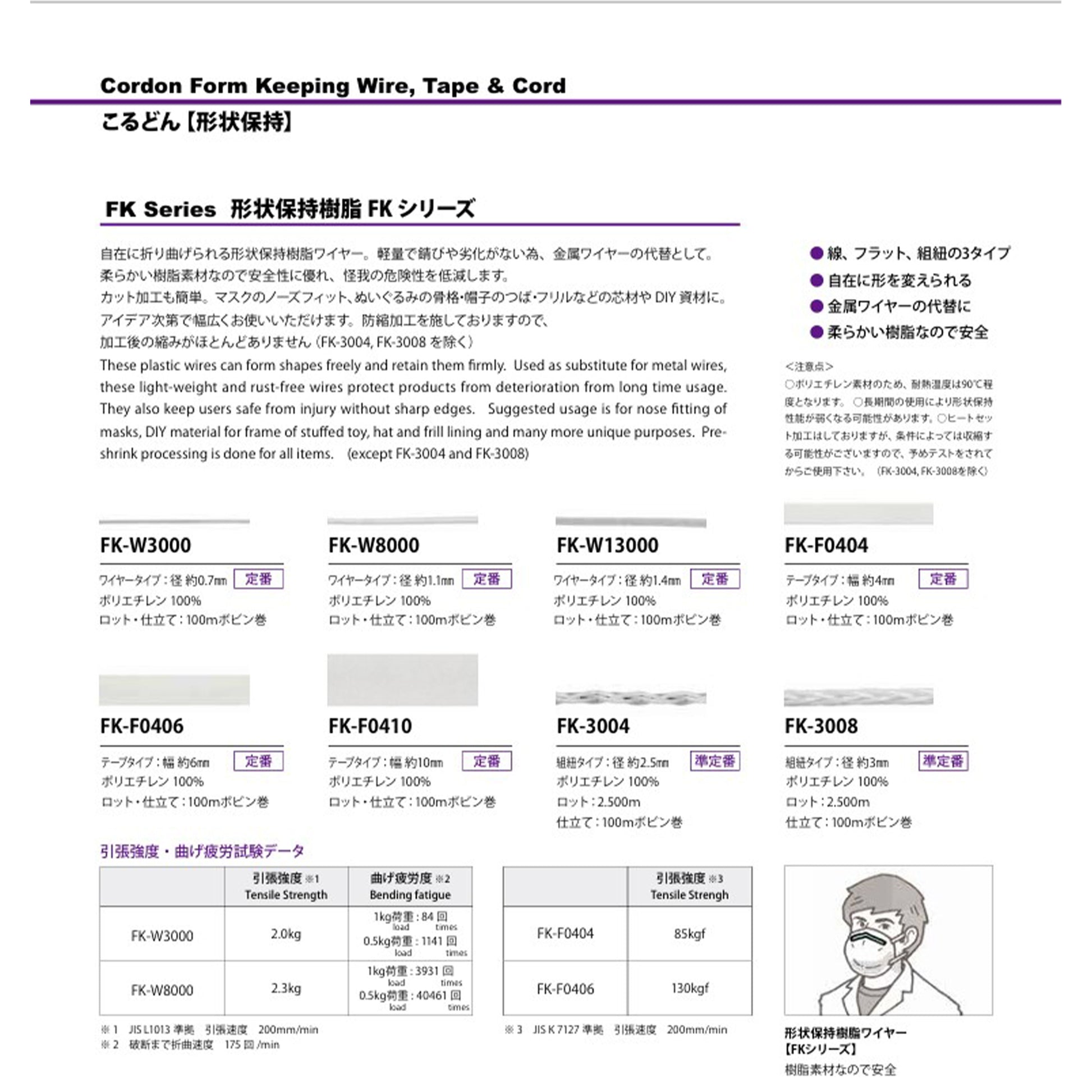 FK-W3000K/S FKシリーズ 形状保持樹脂コード