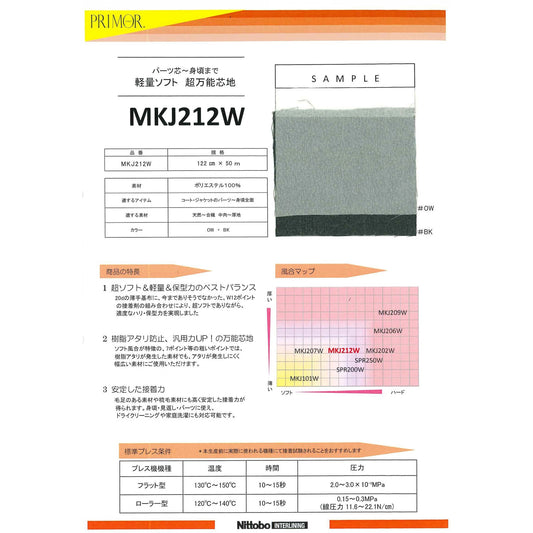 MKJ212W スーパーソフト・軽量・保型芯地