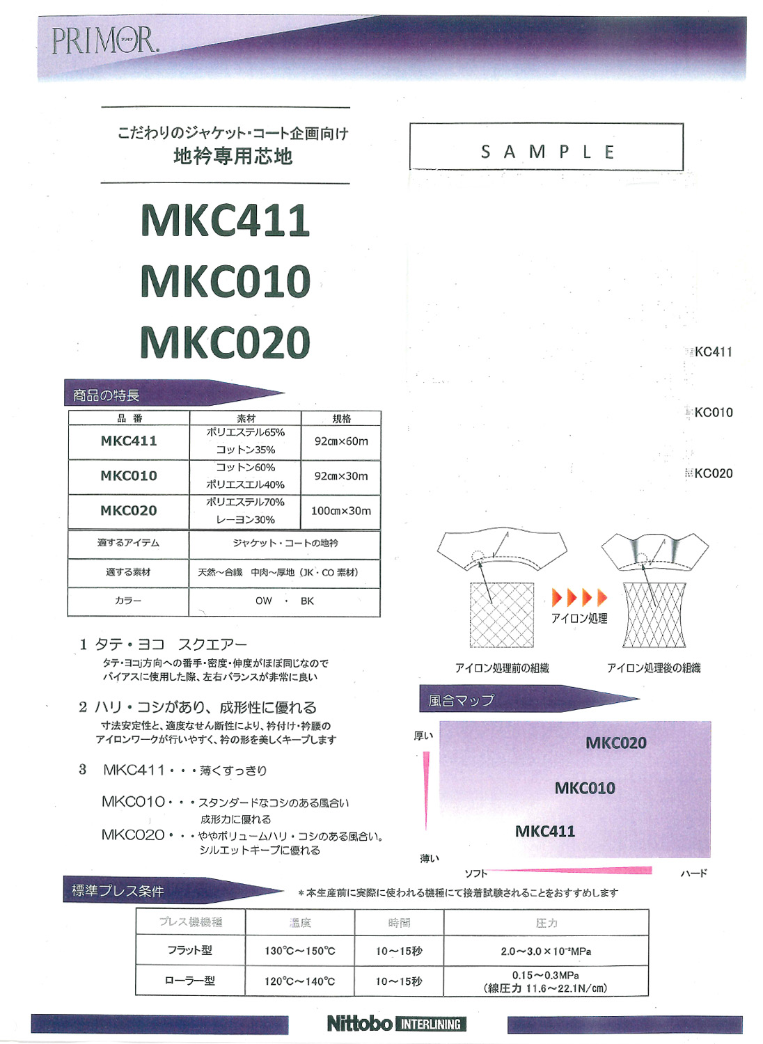 MKC020N　地衿専用芯地